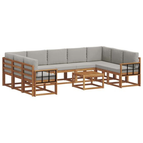 Комплект дивани с възглавница 10 pcs Естествено и светло сиво