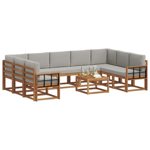 Комплект дивани с възглавница 10 pcs Естествено и светло сиво