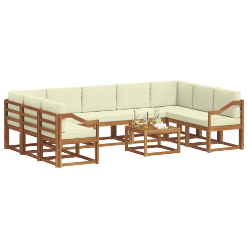 Комплект дивани с възглавница 10 pcs Натурален и Крема