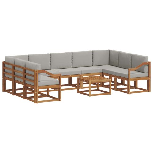 Комплект дивани за открито 10 pcs Естествено и светло сиво