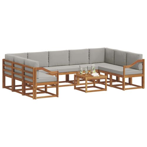 Комплект дивани за открито 10 pcs Естествено и светло сиво