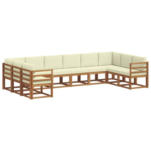 Комплект дивани с възглавница 10 pcs Натурален и Крема