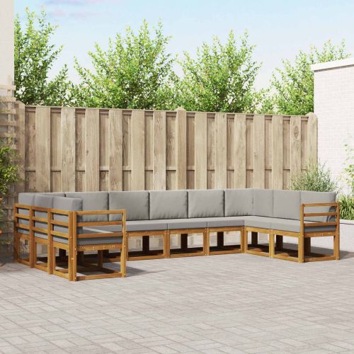 Комплект дивани с възглавница 10 pcs Естествено и светло сиво