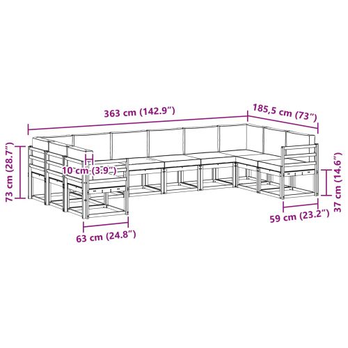 Комплект дивани с възглавница 10 pcs Естествено и светло сиво