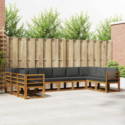 Комплект дивани с възглавница 10 pcs Натурален и Антрацит