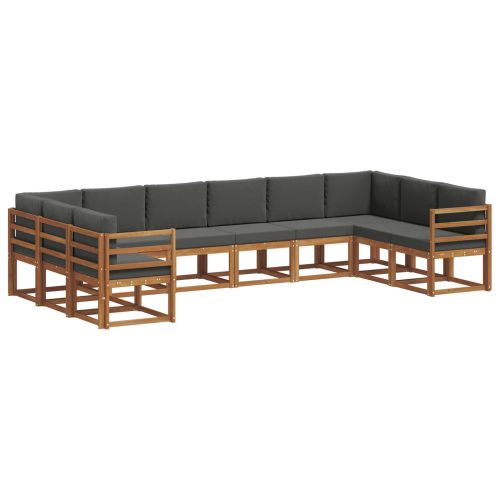 Комплект дивани с възглавница 10 pcs Натурален и Антрацит