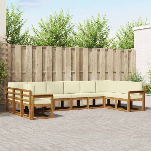 Комплект дивани с възглавница 10 pcs Натурален и Крема