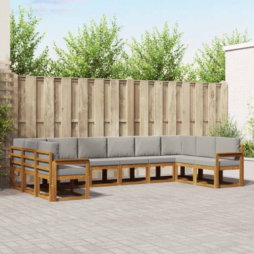 Комплект дивани с възглавница 10 pcs Естествено и светло сиво