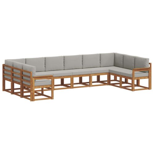 Комплект дивани с възглавница 10 pcs Естествено и светло сиво