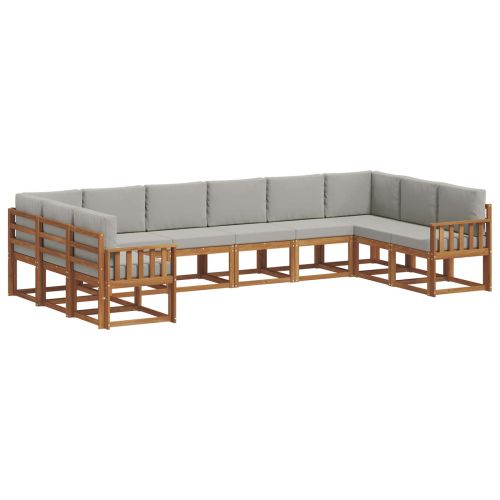 Комплект дивани с възглавница 10 pcs Естествено и светло сиво