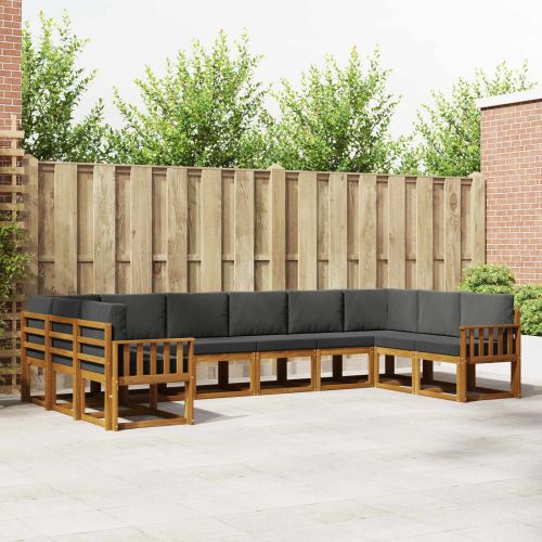 Комплект дивани с възглавница 10 pcs Натурален и Антрацит