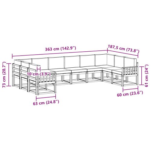 Комплект дивани с възглавница 10 pcs Натурален и Антрацит