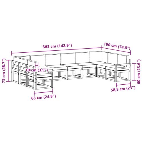 Комплект дивани с възглавница 10 pcs Натурален и Бежов