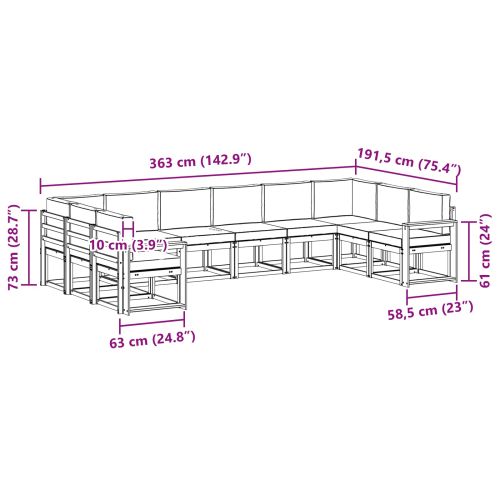 Комплект дивани с възглавница 10 pcs Натурален и Крема