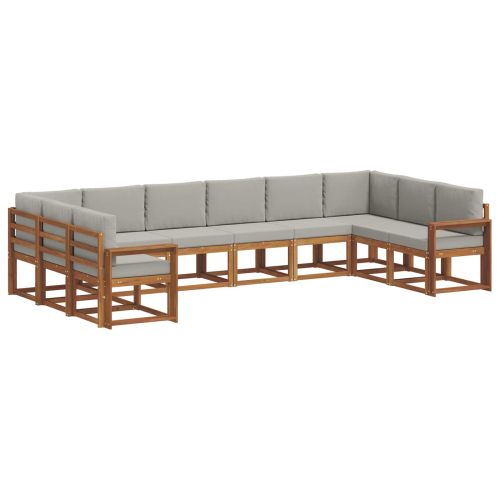 Комплект дивани с възглавница 10 pcs Естествено и светло сиво