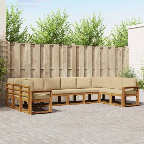 Комплект дивани с възглавница 10 pcs Натурален и Бежов