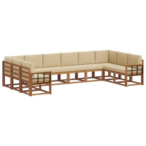 Комплект дивани за открито 10 pcs Натурален и Бежов