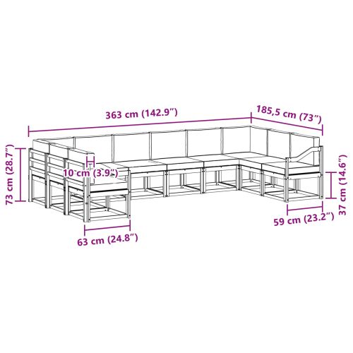 Комплект дивани за открито 10 pcs Натурален и Крема