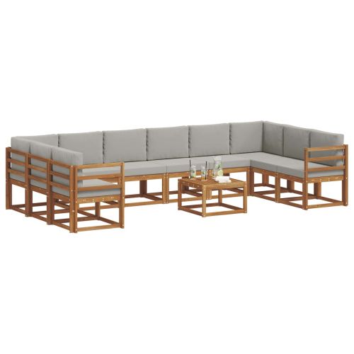 Комплект дивани с възглавница 11 pcs Естествено и светло сиво