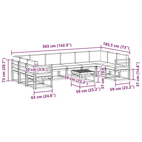 Комплект дивани с възглавница 11 pcs Натурален и Антрацит