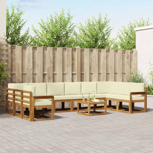 Комплект дивани с възглавница 11 pcs Натурален и Крема