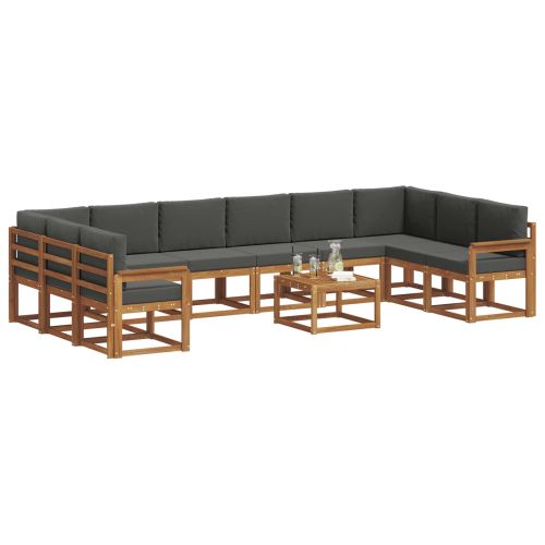 Комплект дивани с възглавница 11 pcs Натурален и Антрацит