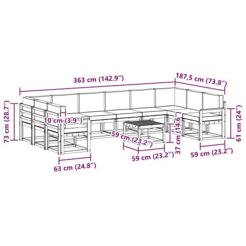 Комплект дивани с възглавница 11 pcs Натурален и Бежов