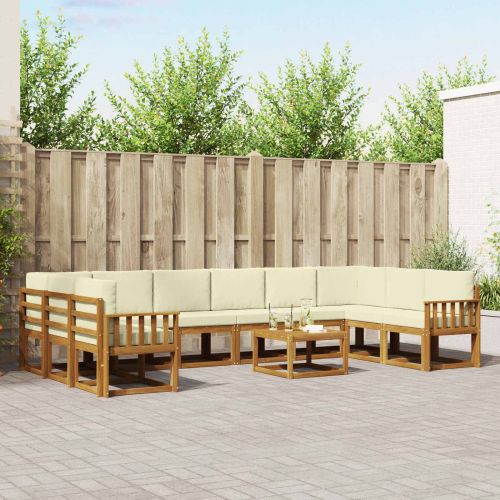 Комплект дивани с възглавница 11 pcs Натурален и Крема