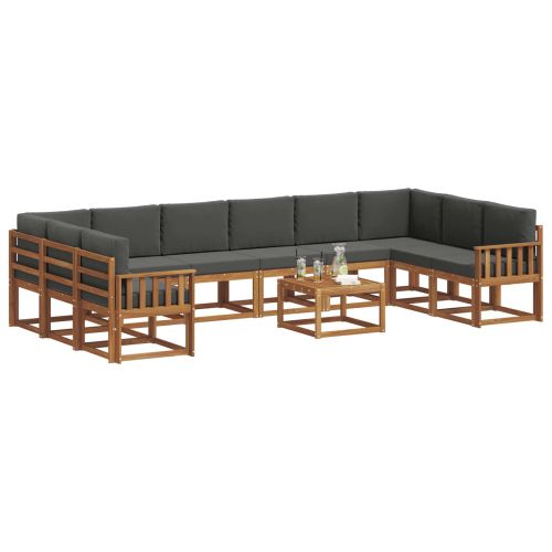 Комплект дивани за открито 11 pcs Натурален и Антрацит