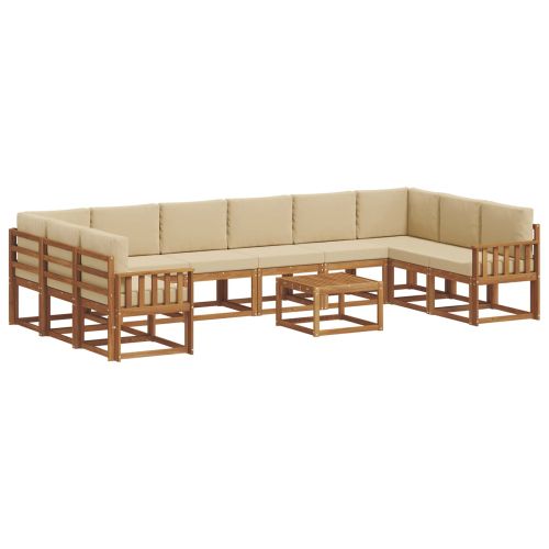 Комплект дивани за открито 11 pcs Натурален и Бежов