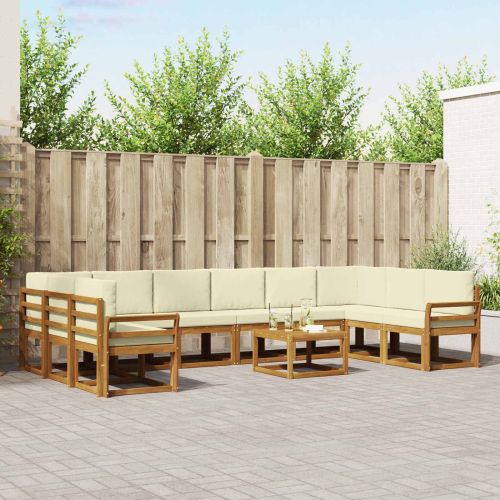 Комплект дивани за открито 11 pcs Натурален и Крема