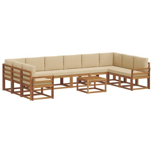 Комплект дивани с възглавница 11 pcs Натурален и Бежов