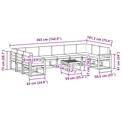 Комплект дивани с възглавница 11 pcs Естествено и светло сиво
