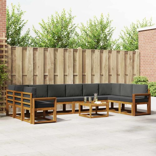 Комплект дивани с възглавница 11 pcs Натурален и Антрацит