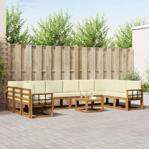 Комплект дивани с възглавница 11 pcs Натурален и Крема