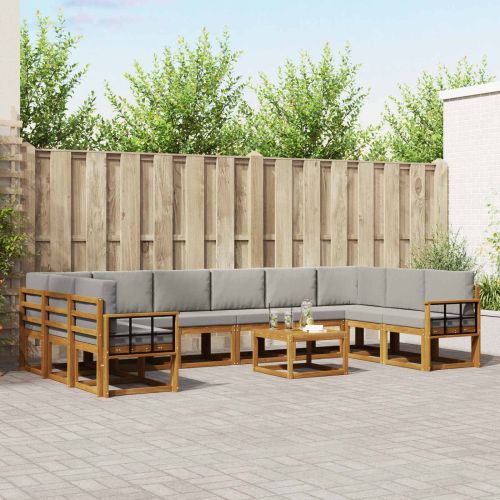 Комплект дивани с възглавница 11 pcs Естествено и светло сиво