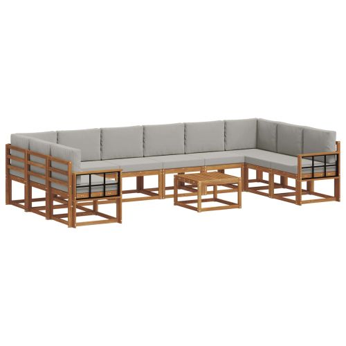 Комплект дивани с възглавница 11 pcs Естествено и светло сиво