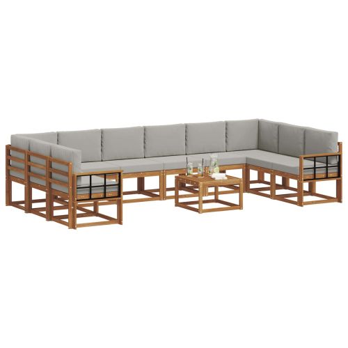 Комплект дивани с възглавница 11 pcs Естествено и светло сиво