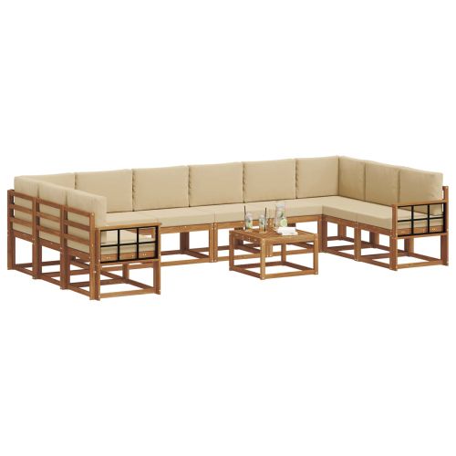 Комплект дивани с възглавница 11 pcs Натурален и Бежов