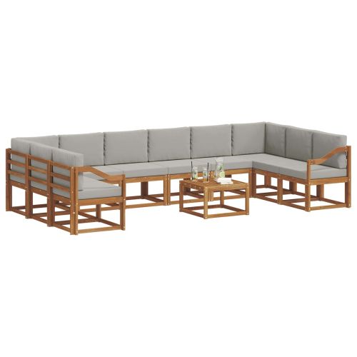 Комплект дивани с възглавница 11 pcs Естествено и светло сиво