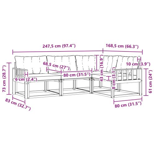 Комплект дивани с възглавница 4 pcs Естествено и черно