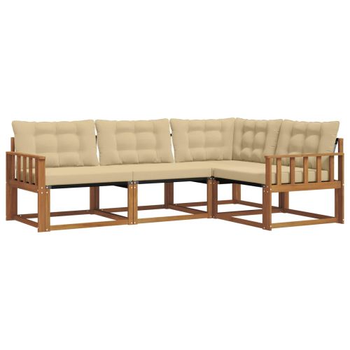 Комплект дивани с възглавница 4 pcs Натурален и Бежов