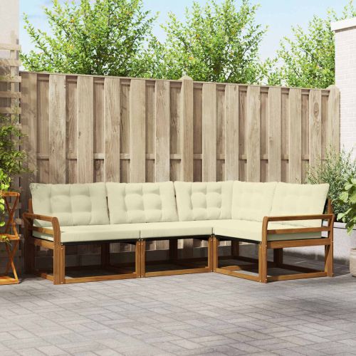 Комплект дивани за открито 4 pcs Натурален и Крема