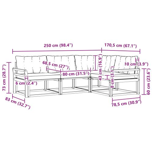 Комплект дивани с възглавница 4 pcs Естествено и черно