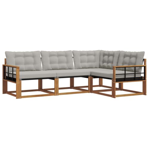 Комплект дивани за открито 4 pcs Естествено и светло сиво