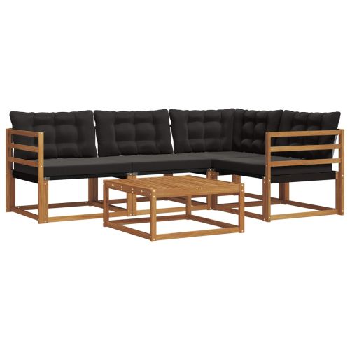 Комплект дивани за открито 5 pcs Естествено и черно