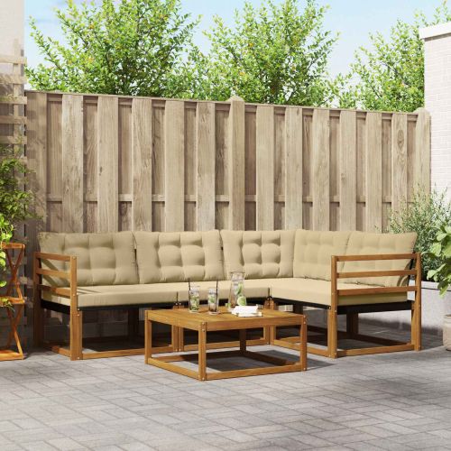 Комплект дивани за открито 5 pcs Натурален и Бежов