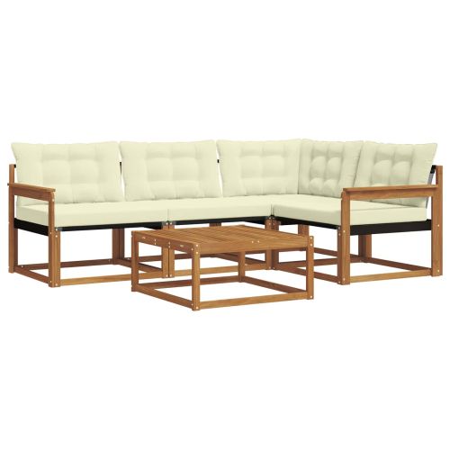Комплект дивани за открито 5 pcs Натурален и Крема