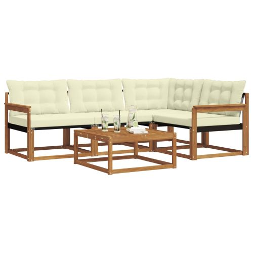 Комплект дивани за открито 5 pcs Натурален и Крема