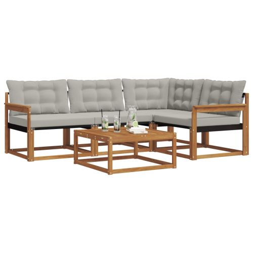 Комплект дивани за открито 5 pcs Естествено и светло сиво